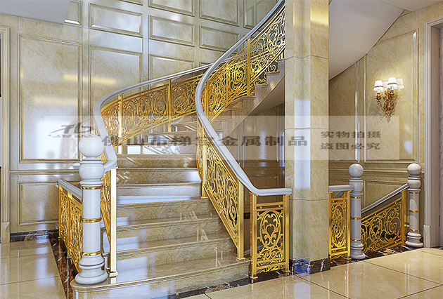 佛山梯宝金属制品免费设计根据需求定制别墅欧式楼梯扶手 铜铝艺